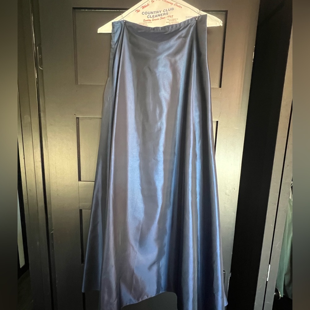 Express Satin A-Line Maxi Skirt in Navy Blue
